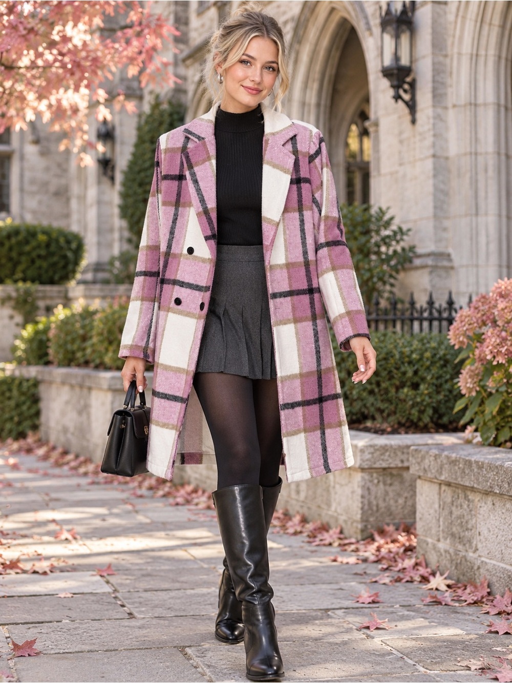 Double Take Pink Plaid Unlined Duster Shacket Medium